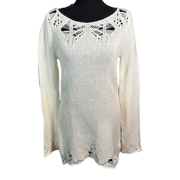 Armani Exchange $78 Lambswool Angora Blend Tunic Or Dress Size medium cream knit - Picture 1 of 10